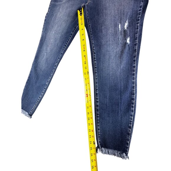 KanCan Womens Button-Fly Jeans High-Rise Distressed Hem Size 15/31 Blue - Picture 11 of 13